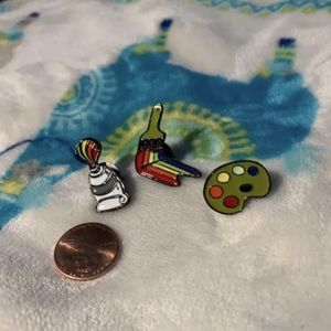 Artist Motive Set Of 3 Metal Brooch Pins Brand New